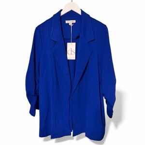 Dear Scarlett Royal Blue Blazer NWT 1X • Stretch Open Front Workwear Jacket